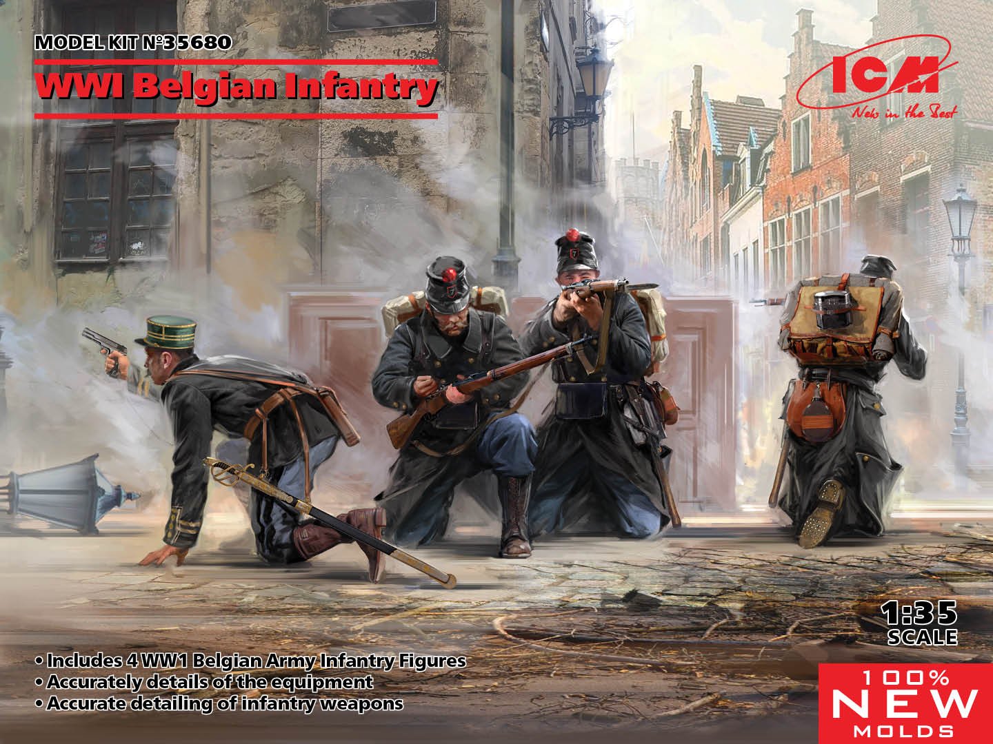 ICM - WWI Belgain Infantry 4pk 1:35