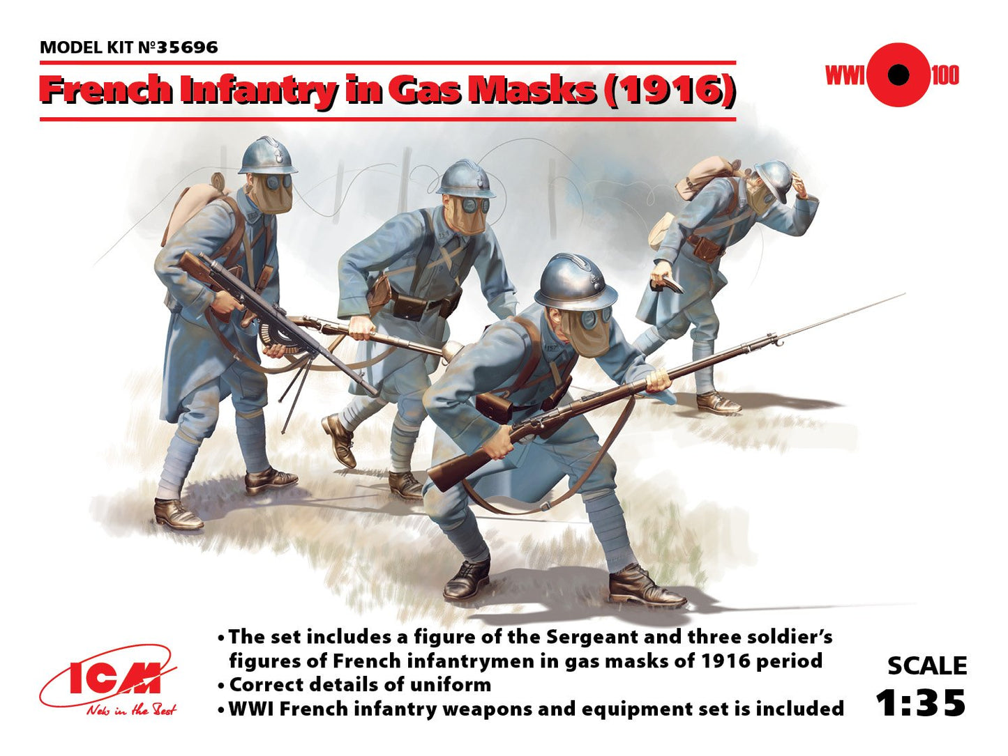 ICM - French Infantry in Gas Masks 4 1:35