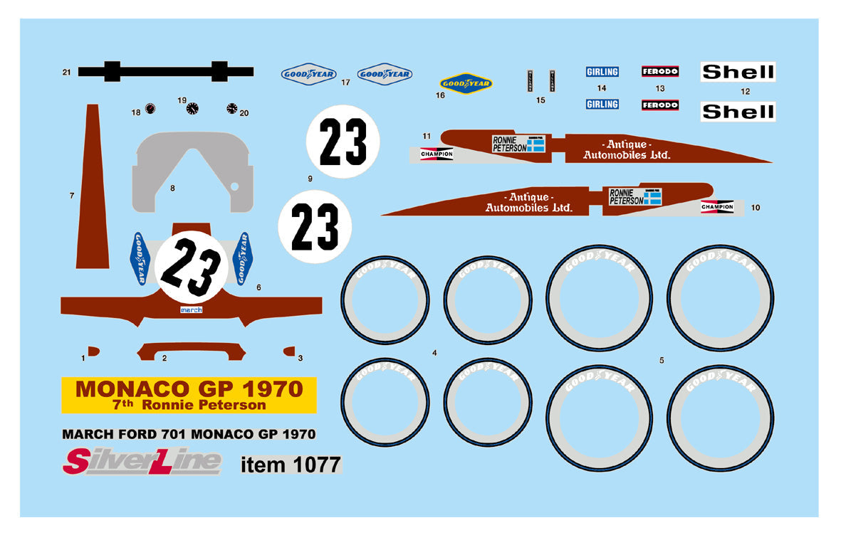Tameo - SLK102 March 701 Ford - 1970 Monaco G.P. - White Metal Car Kit - Scale 1:43, Made in Italy