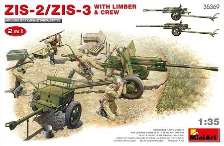 Mini Art - WWII ZIS2/3 Gun w/limber + Crew 1:35