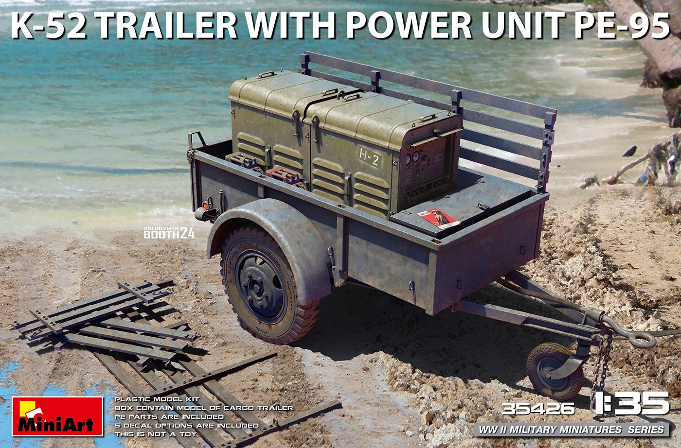 Mini Art - K52 Trailer w/Power Unit PE95 1:35