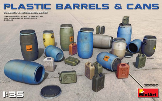 Mini Art - Plastic Barrels(12)&Cans(12) 1:35