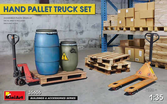 Mini Art - Pallet Jacks w/pallets + barrels 1:35
