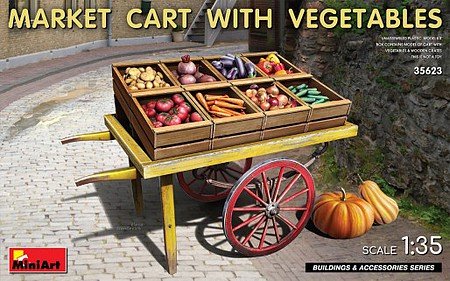 Mini Art - Market Cart w/Vegetables & Crates 1:35
