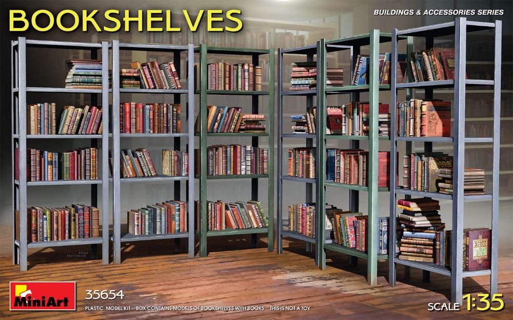 Mini Art - Bookshelves w/books 1:35