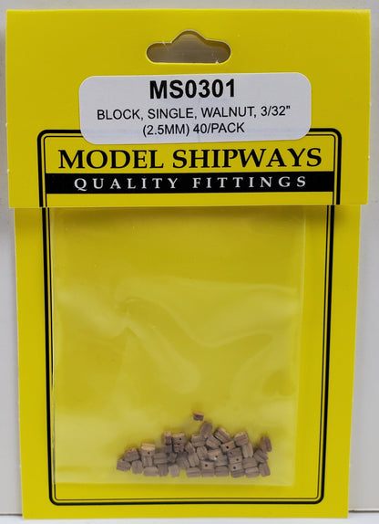 Model Expo - 3/32" (2.5mm) Walnut Single Sheave Block 40 pcs