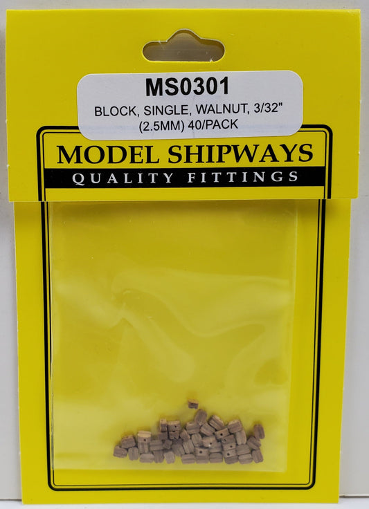 Model Expo - 3/32" (2.5mm) Walnut Single Sheave Block 40 pcs