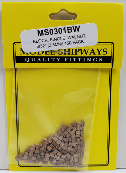 Model Expo - 3/32" (2.5mm) Walnut Single Sheave Block 150 pcs