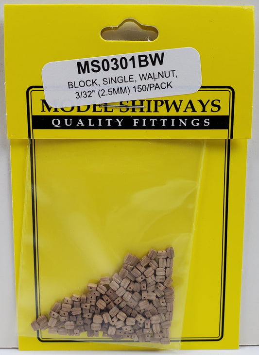 Model Expo - 3/32" (2.5mm) Walnut Single Sheave Block 150 pcs