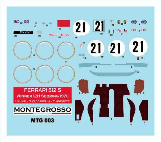 Tameo - MTG003 I.Giunti - N.Vaccarella - M.Andretti Ferrari 512 S 12HRs. Sebring 1970 1/43 Scale