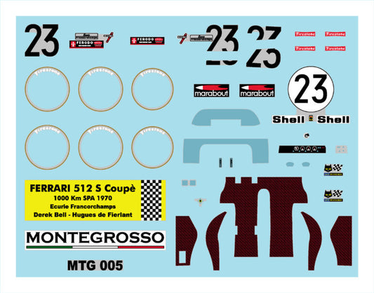 Tameo - FERRARI 512 S 1000Km SPA 1970 Derek Bell Hugues de Fierlant 1:43 Scale Kit
