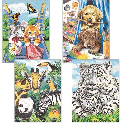 Paint Works - Friendly Animals Pencil by Number 4 pk