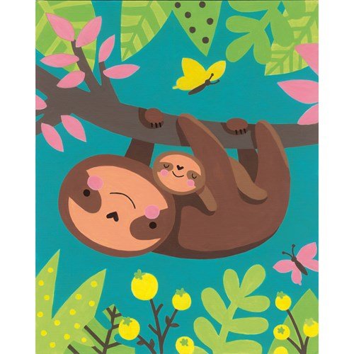 Paint Works - Sloth and Baby PBN 8x10 Beginner