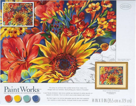 Paint Works - PBN Sunflower on Blue 14 x 11