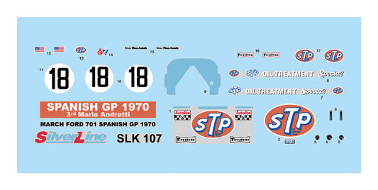 Tameo - SLK107 March 701 Ford - 1970 Spanish G.P. - White Metal Car Kit - Scale 1:43, Made in Italy