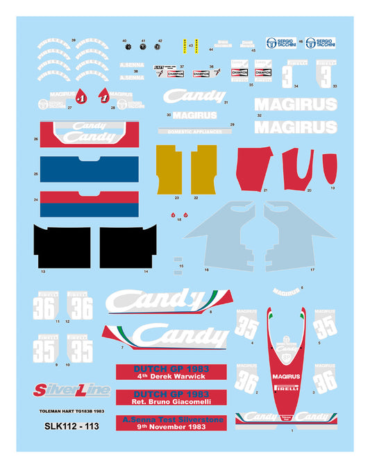 Tameo - SLK112 Toleman TG183B Hart - 1983 Netherlands G.P. - White Metal Car Kit - Scale 1:43, Made in Italy