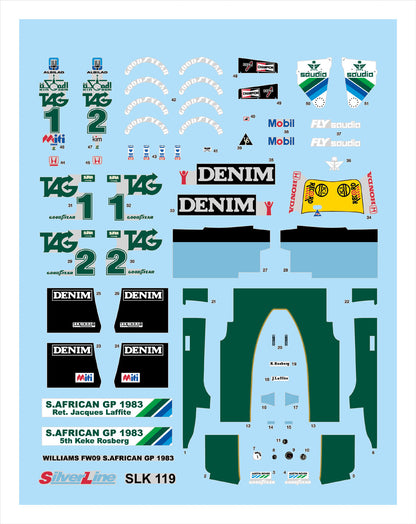 Tameo - SLK119 Williams FW 09 Honda - 1983 - White Metal Car Kit - Scale 1:43, Made in Italy