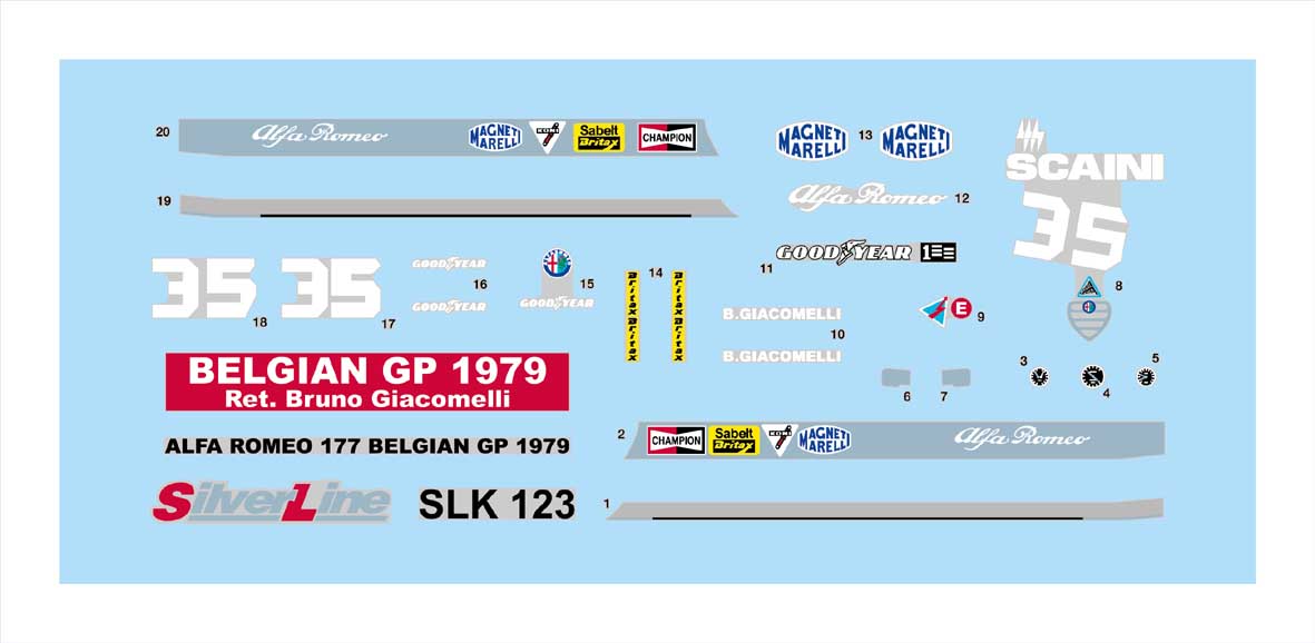 Tameo - SLK123 Alfa Romeo 177 - 1979 Belgian G.P. - White Metal Car Kit - Scale 1:43, Made in Italy