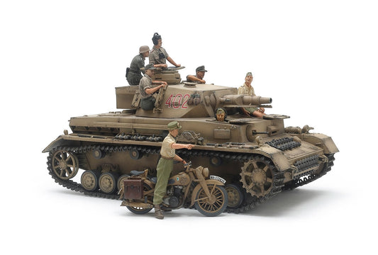 Tamiya - 1/35 Panzerkampfwagen IV Ausf.F & Motorcycle North Af