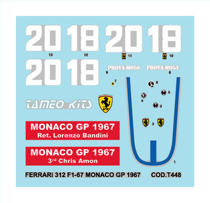 Tameo - TMK 419 FERRARI F1-67 1967 Monaco GP - White Metal Car Kit - Scale 1:43