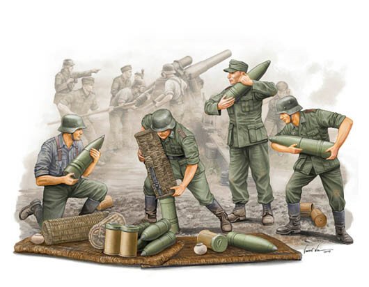 Trumpeter - German HowitZer Crew Carrying 1:35