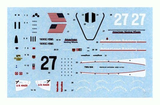 Tameo - TWU 044 Parnelli VPJ4B Mario Andretti 1976 US West GP - White Metal Car Kit - Scale 1:43