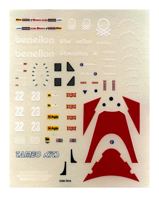Tameo - TMK021 Formula 1 Alfa Romeo 185 T - White Metal Car Kit - Scale 1:43, Made in Italy