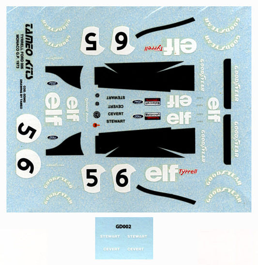 Tameo - TMK174 Tyrrell 006 Ford- 1973 - White Metal Car Kit - Scale 1:43, Made in Italy