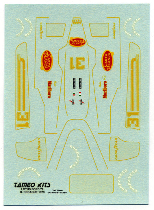 Tameo - TMK176 Lotus 79 Ford- 1979 - White Metal Car Kit - Scale 1:43, Made in Italy