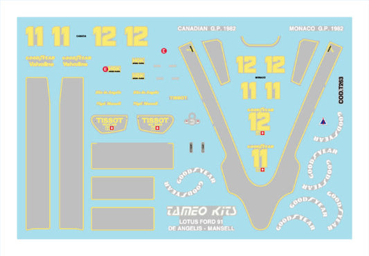 Tameo - TMK287 Lotus 91 Ford Cosworth - 1982 - White Metal Car Kit - Scale 1:43, Made in Italy
