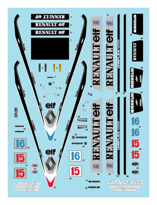 Tameo - TMK306 Renault RE-30B Renault Turbo - 1982 - White Metal Car Kit - Scale 1:43, Made in Italy