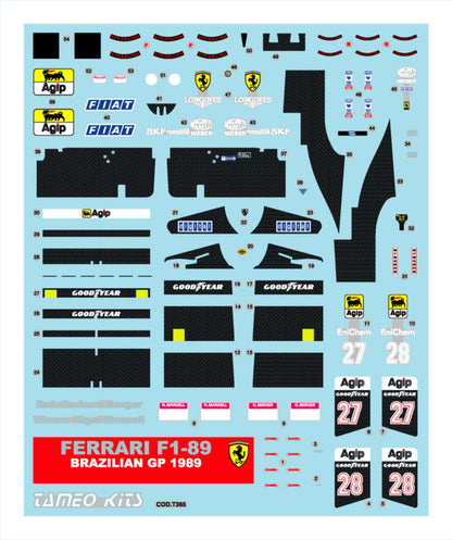Tameo - TMK369 Ferrari F1-89 - 1989 - White Metal Car Kit - Scale 1:43, Made in Italy