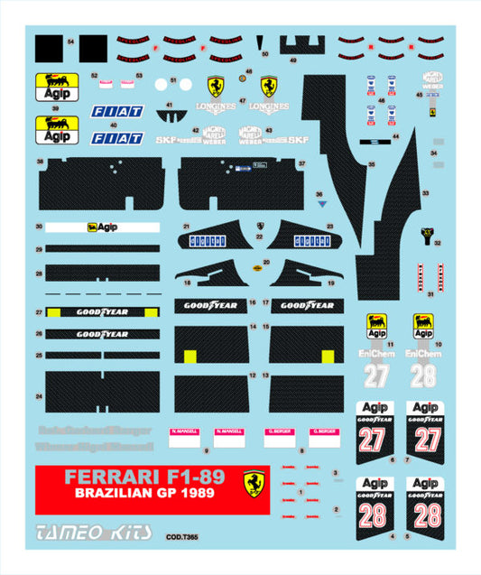Tameo - TMK369 Ferrari F1-89 - 1989 - White Metal Car Kit - Scale 1:43, Made in Italy