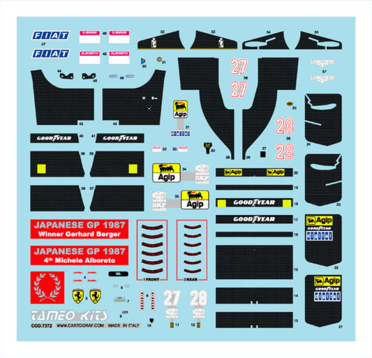 Tameo - TMK376 Ferrari F1-87 - 1987 - White Metal Car Kit - Scale 1:43, Made in Italy