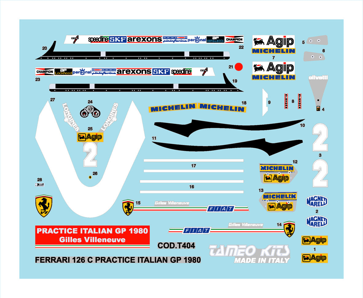 Tameo - TMK394 Ferrari 126 C "Practice Session" - 1980 - White Metal Car Kit - Scale 1:43, Made in Italy