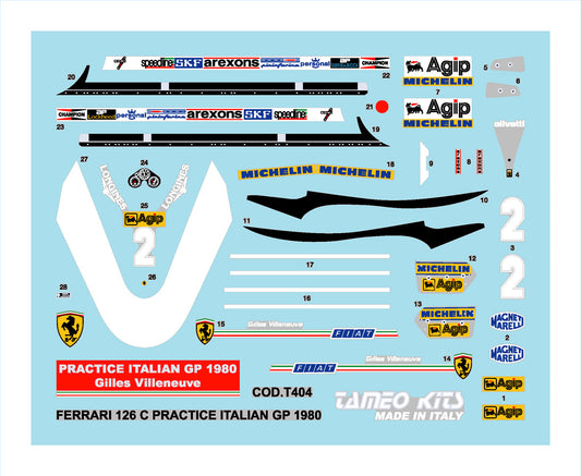Tameo - TMK394 Ferrari 126 C "Practice Session" - 1980 - White Metal Car Kit - Scale 1:43, Made in Italy