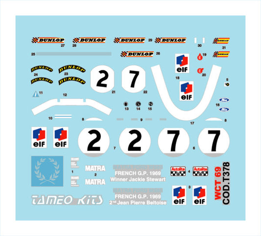Tameo - WCT069 Matra MS80 Ford - French Grand Prix 1968 - White Metal Car Kit - Scale 1:43