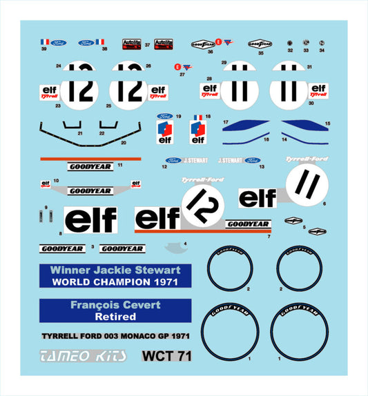 Tameo - WCT071 Tyrrell 03 Ford GP Monaco 1971 1:43 Scale