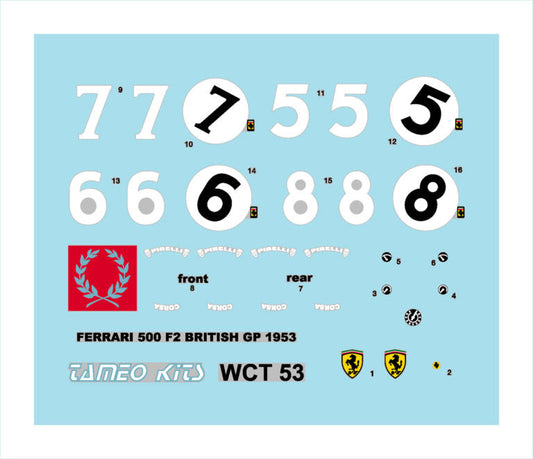 Tameo - WCT053 Ferrari 500F2 - British G.P. 1953 - White Metal Car Kit - Scale 1:43