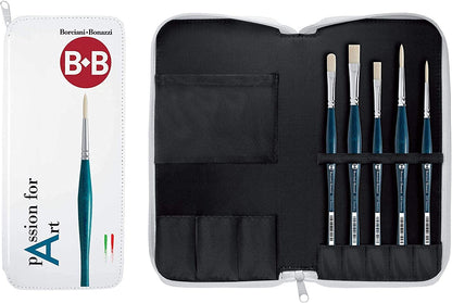 BORCIANI BONAZZI Passion for Art kit - 5 anti-rolling brushes, UNICO Off-white fiber