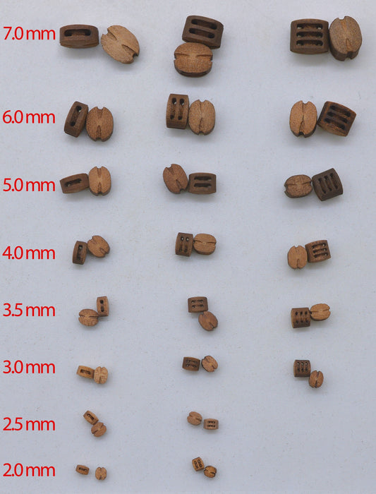 Beautiful Blocks 2 Sheave 3.0 mm Wood Block 20 pcs