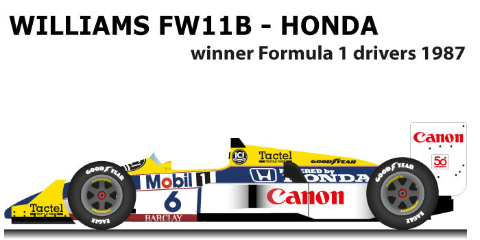 Tameo - TMK067 Williams Honda FW11b 1987 - White Metal Car Kit - Scale 1:43, Made in Italy